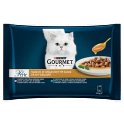 Gourmet Perle Gravy Delight Lazaccal/Tonhallal nedves macskaeledel 4x85g