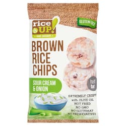 RiceUp! Eat Smart teljes kiőrlésű barna rizs chips hagymás-tejfölös ízesítéssel