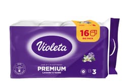 VIOLETA Prémium toalettpapír, 3 rétegű, 16 db – levendula-vanília illatú