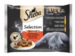 Sheba Selection tasakos zamatos válogatás mártásban felnőtt macskák számára 4 x 85 g