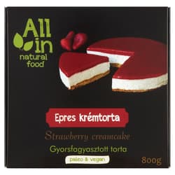 All in Natural Food frozen strawberry cheesecake cake