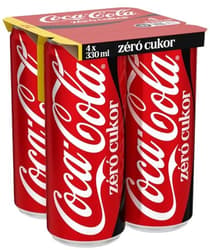 Coca-Cola Zero colaízű energiamentes szénsavas üdítőital édesítőszerekkel 4 x 330 ml