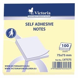 Victoria Self adhesive notes - 75x75 mm, 100 sheets, yellow