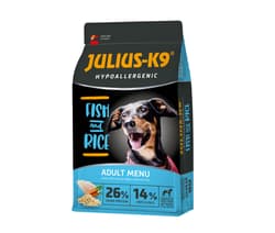 Julius-K9 HighPremium Adult hipoallergén száraztáp felnőtt kutyáknak, hal-rizs