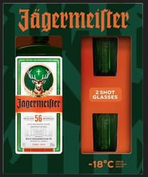 Jägermeister gyógynövénylikőr és 2 pohár díszdobozban