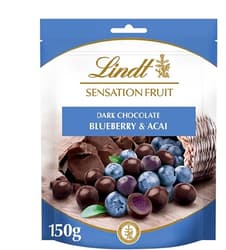 Lindt Sensation Fruit Heidelbeere & Acai gyümölcsdarabokkal töltött csokoládébonbon
