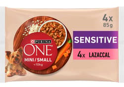 Purina One MINI DELICATE Lazaccal, rizzsel és sárgarépával szószban nedves kutyaeledel