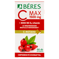 Béres C MAX 1500mg RETARD filmtabletta csipkebogyó kivonattal + 3000NE D3-Vitamin 90db