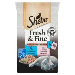 Sheba Fresh & Fine felnőtt macskák számára lazaccal és tonhallal(6 x 50 g)