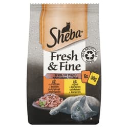 Sheba Fresh & Fine felnőtt macskák számára csirkével és pulykával  (6 x 50 g)