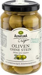Alnatura BIO Zöld olívabogyó, mag nélkül, ecetes és sós lében (350 g)