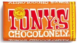 Tony's Chocolonely milk chocolate with caramel and sea salt 32%