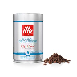 illy szemes koffeinmentes kávé fém dobozban