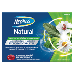 Neotuss Natural szopogató tabletta málna ízű 16 db