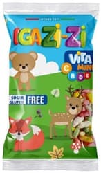 IGAZI-ZI sugar-, and glutenfree fruit mix flavoured coated puffed rice grains with sweeteners and vitamins & minerals 25g