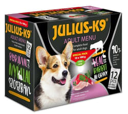 Julius-K9 Dog Special Pack alutálkás nedveseledel válogatás felnőtt kutyáknak, borjú/nyúl