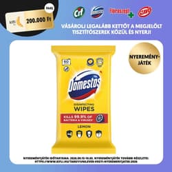 Domestos Lemon fertőtlenítő hatású higiénikus törlőkendő, 60 db