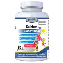 JutaVit Kalcium + D3 gumivitamin málna ízű cukmentes 50 db