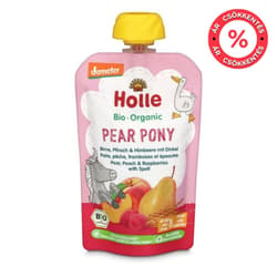 Holle Bio Pear Pony - Tasak körte, őszibarack, málna tönköllyel 8 hónapos kortól, demeter
