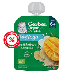Gerber bio banán-mangó gyümölcspüré fermentált tejkészítménnyel és gabonával 80g