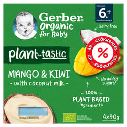 Gerber kókusztej alapú mangó-kiwi ízű bio babadesszert