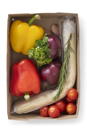 Cooking boxes with fresh vegetables