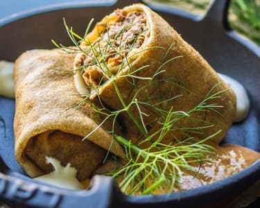 Hortobágy Meat Pancakes with Veal Paprikash