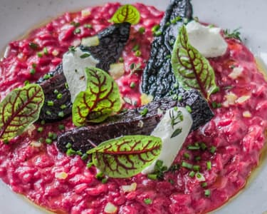 Beetroot Risotto with Goat Cheese