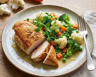 Chicken supreme with summer vegetable stew