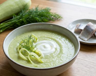 Ice-cold pumpkin soup with pickled herring