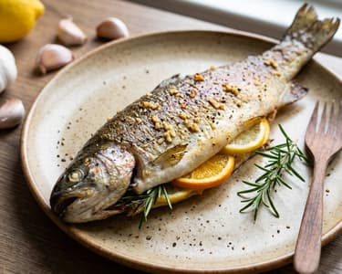 Whole baked trout in a baby-friendly version