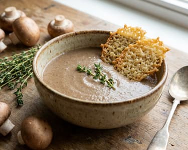 Mushroom cream soup with Parmesan crisps