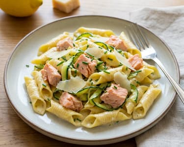 Garganelli with Salmon and Zucchini