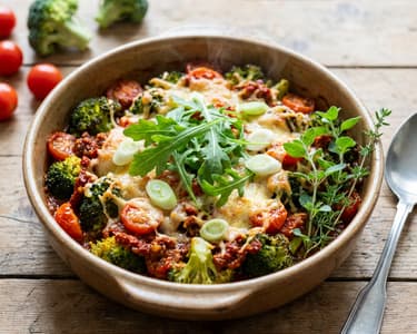 Baked broccoli with tomato sauce