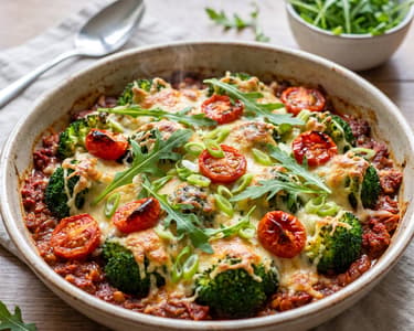 Baked broccoli with tomato sauce