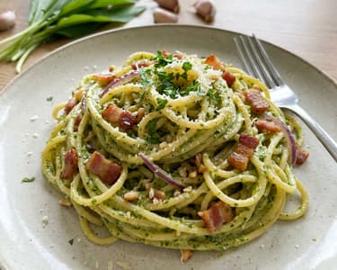 Wild garlic pesto pasta