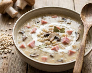 Easter Ham Soup with Wild Mushrooms