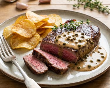 Steak with Potato Chips