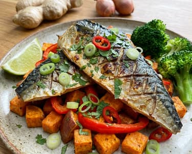 Sheet Pan Mackerel with Sweet Potato