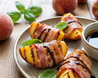 Grilled Peaches Wrapped in Bacon