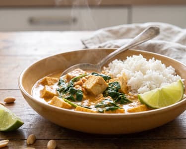 Peanut butter curry with coconut milk and tofu