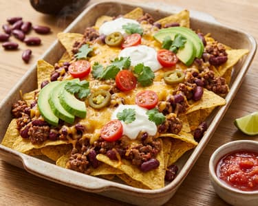 Baked Nachos with Minced Beef