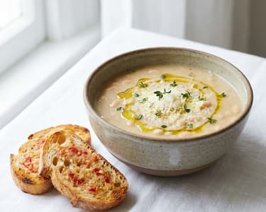 White Bean Cream Soup with Parmesan and Toasted Ciabatta