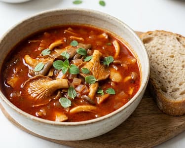 Oyster Mushroom Soup with Hungarian Spices