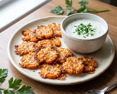 Crispy smashed carrots with parmesan and yogurt dip