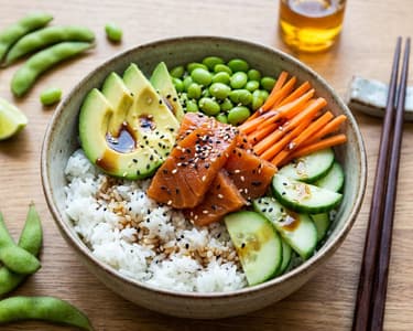 Vegan poke bowl "salmon"