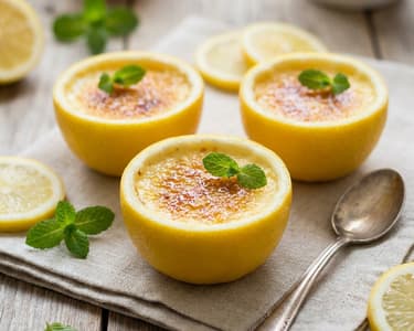 Lemon Crème Brûlée Served in Lemon Peels