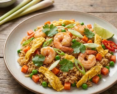 Thai sült rizs garnélával