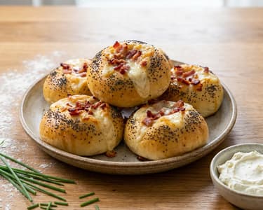 Sós bucik szalonnával és mozzarellával