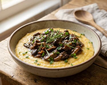Krémes polenta erdei gombás raguval